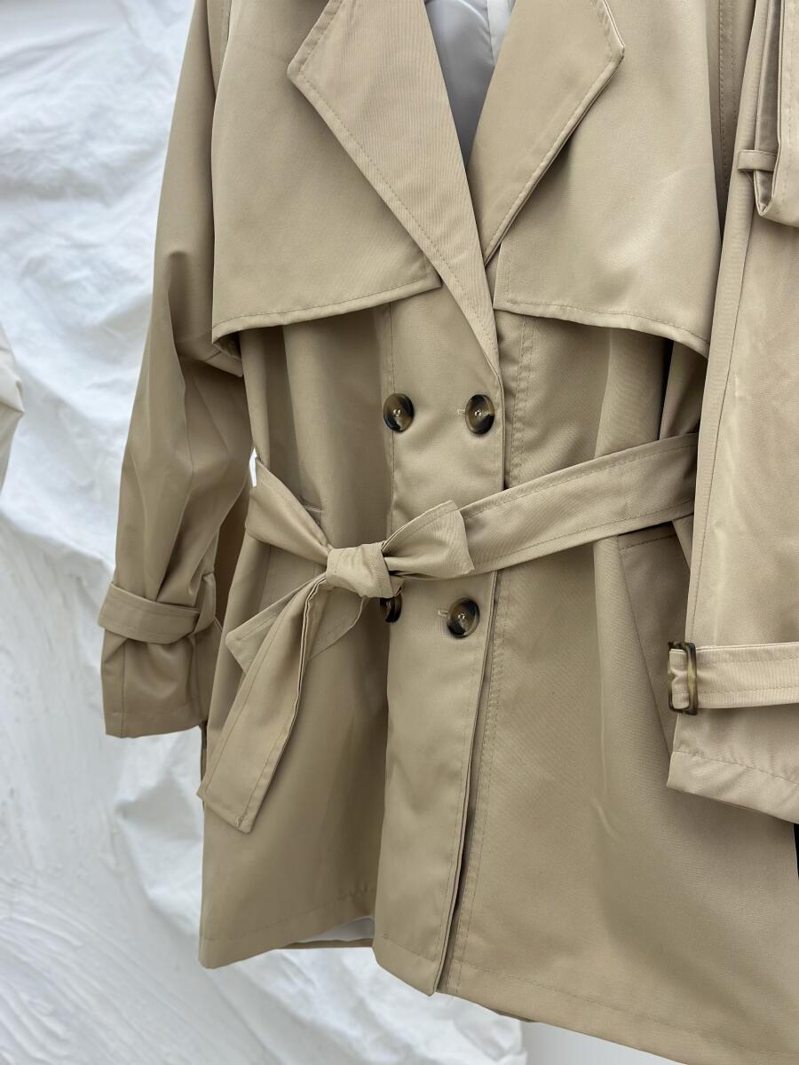 ترنچ کت آستین کمربندی آستردار pd376-5