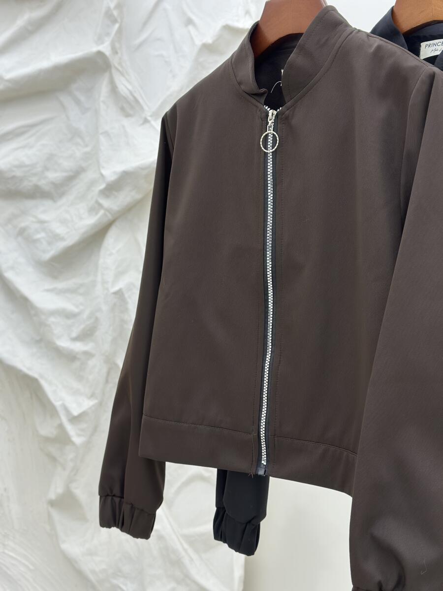 بامبر کتان کج راه زیپی آستردار pd375-7