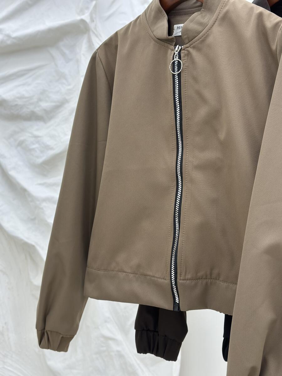 بامبر کتان کج راه زیپی آستردار pd375-7