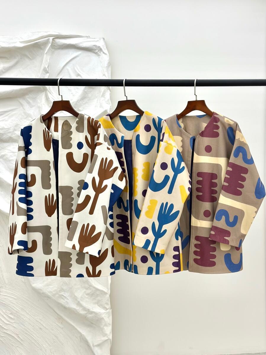 پالتو موهر کتی طرح دار آستردار pd374-6