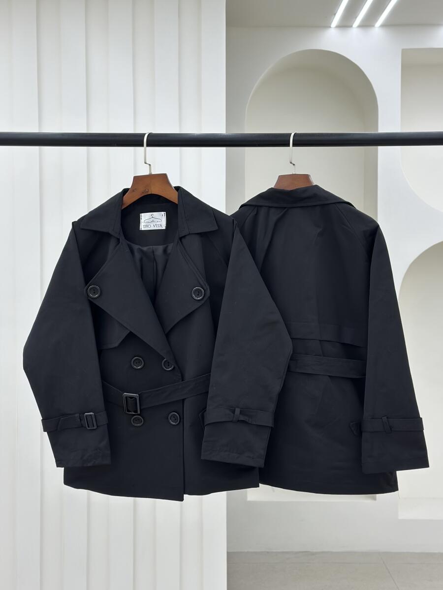 بارانی کتان یقه دکمه دار آستین کمربندی آستردار pd383-14