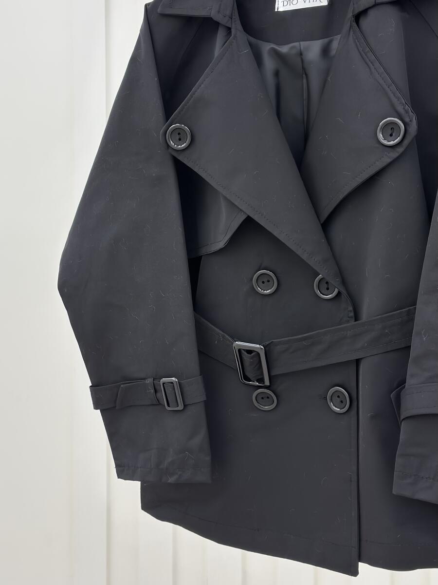 بارانی کتان یقه دکمه دار آستین کمربندی آستردار pd383-14