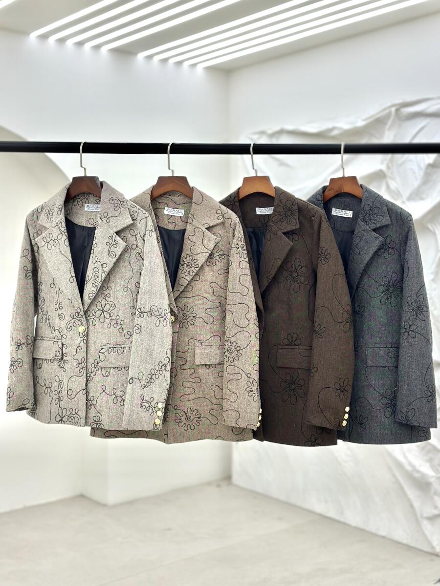 پالتو کتی پاییزه گلدوزی شده آستردار pd214-8