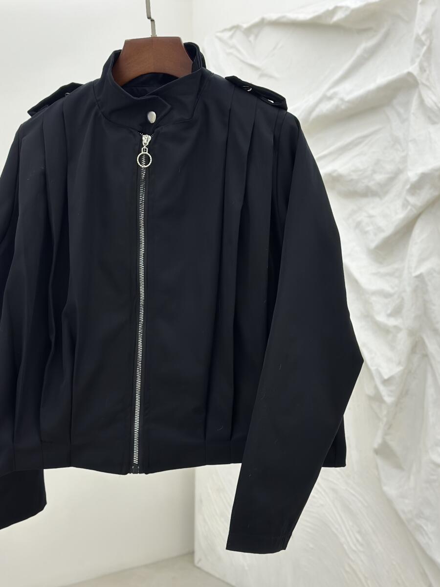 بامبر کتان زیپی طرح پلیسه ای آستردار pd215-8