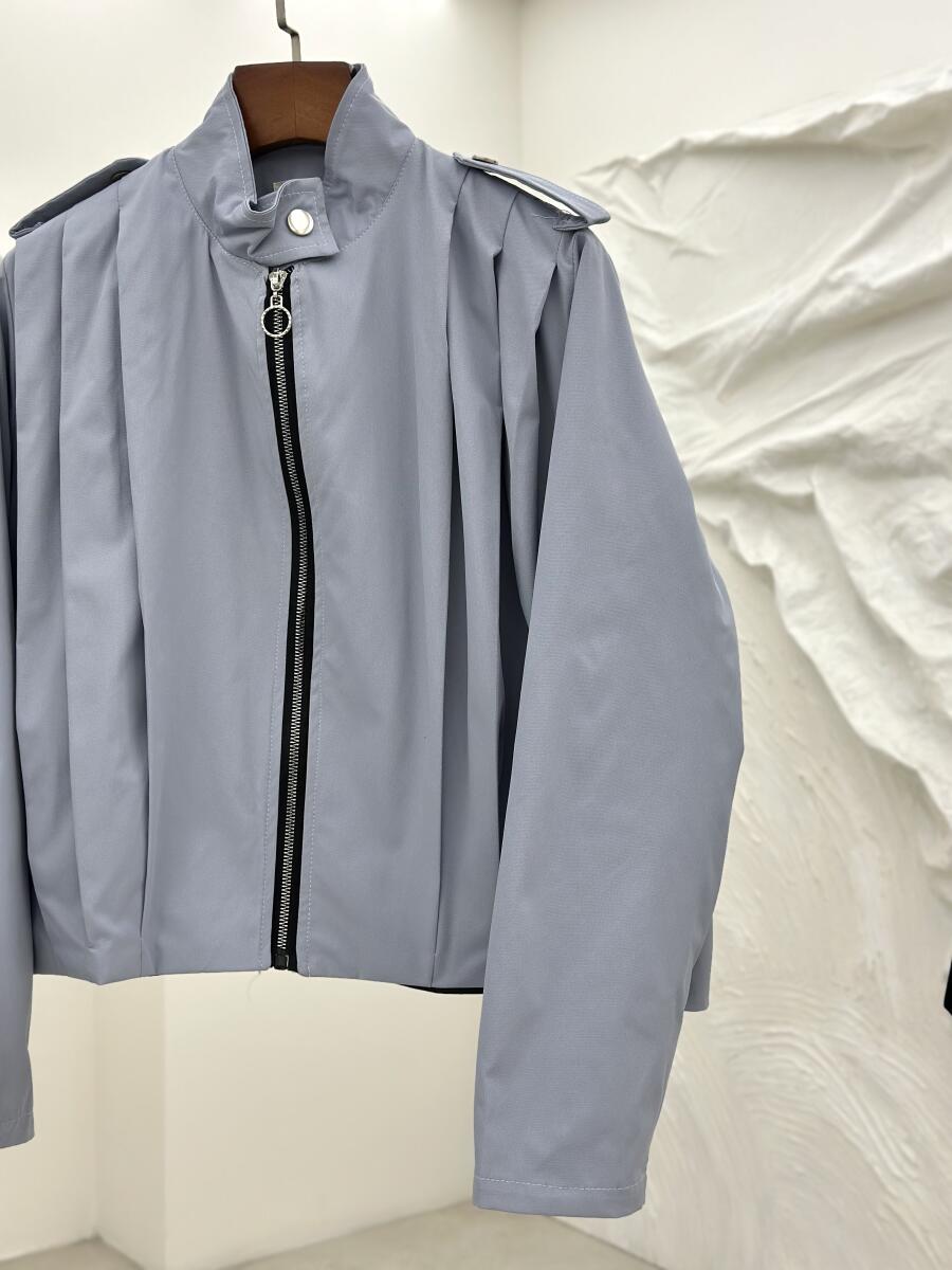 بامبر کتان زیپی طرح پلیسه ای آستردار pd215-8