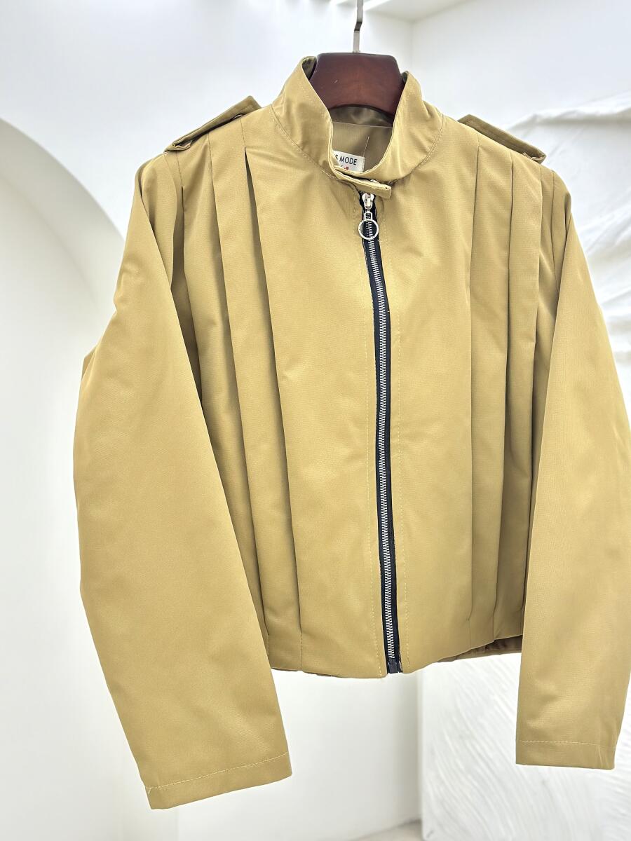 بامبر کتان زیپی طرح پلیسه ای آستردار pd215-8