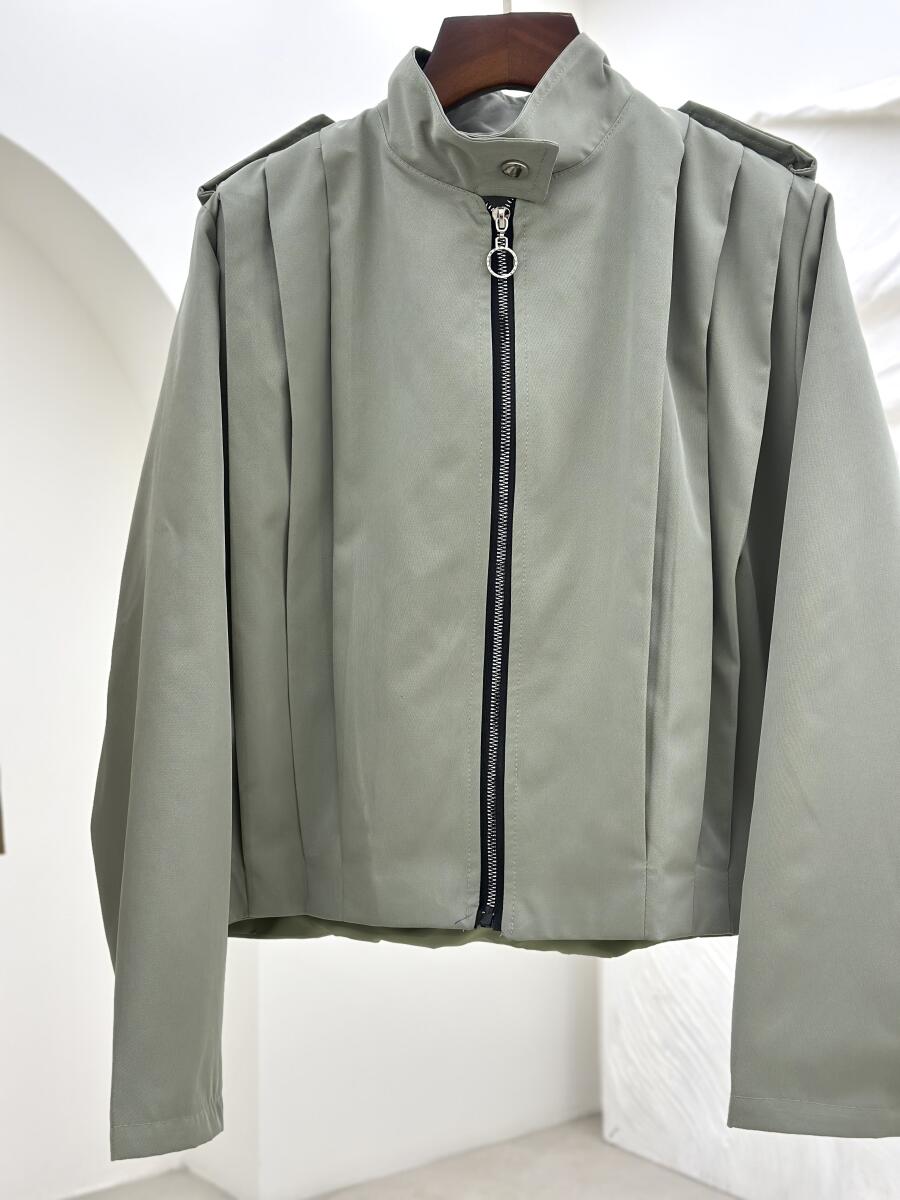 بامبر کتان زیپی طرح پلیسه ای آستردار pd215-8