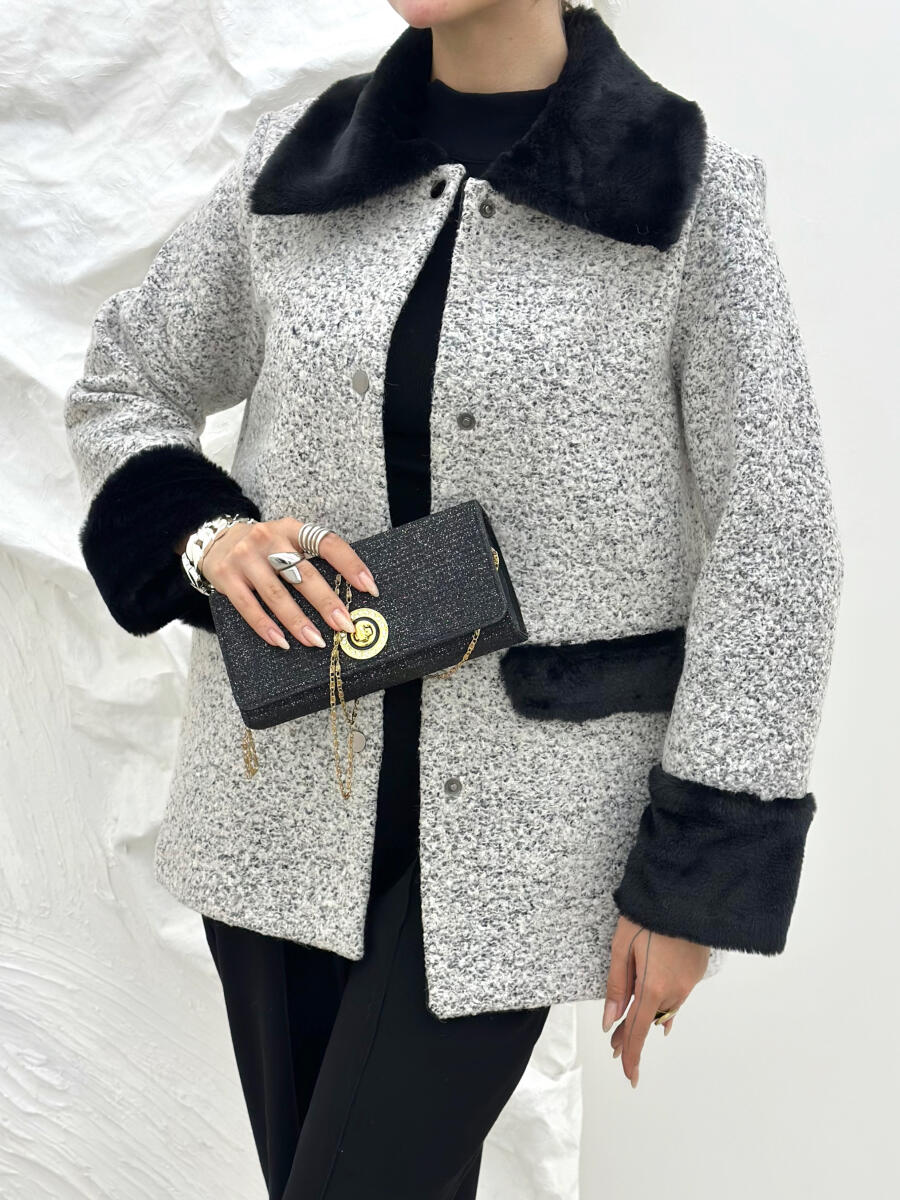 پالتو کتی مزونی خرج کار پوست دکمه دار pd232-1