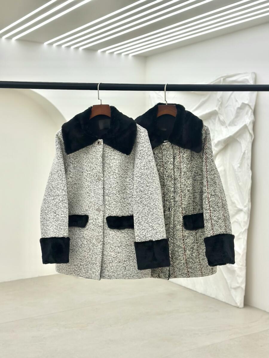 پالتو کتی مزونی خرج کار پوست دکمه دار pd232-1