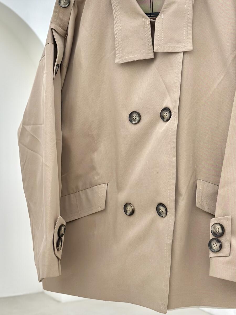 بارانی کتان سرشانه پاگون دار جیب پاکتی آستردار pd230-1