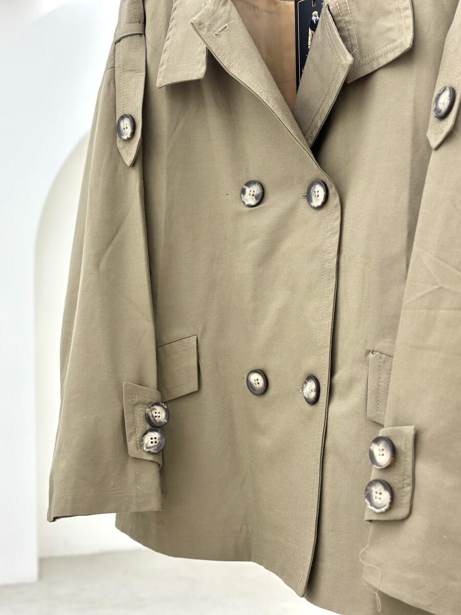 بارانی کتان سرشانه پاگون دار جیب پاکتی آستردار pd230-1