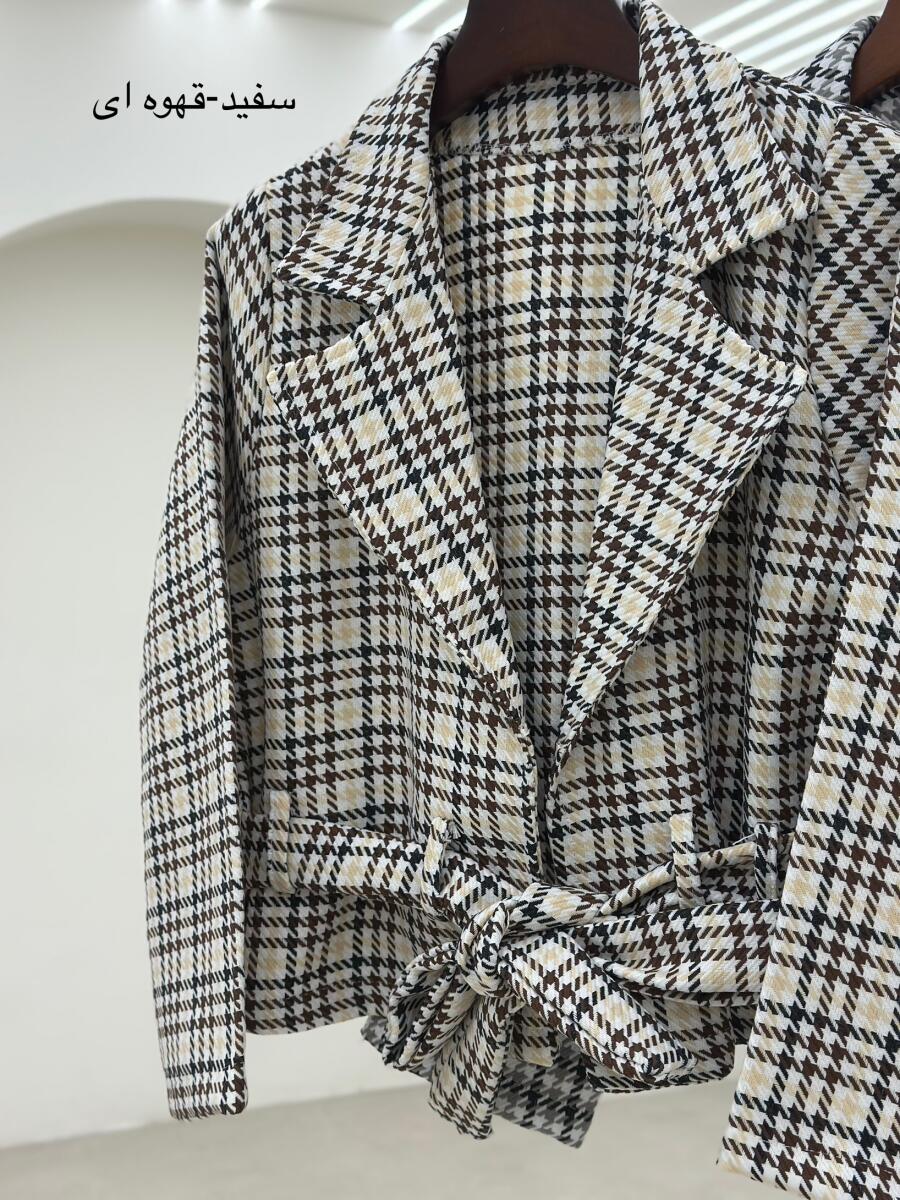 کت طرح بافت پیچازی یقه انگلیسی کمربنددار pd224-6