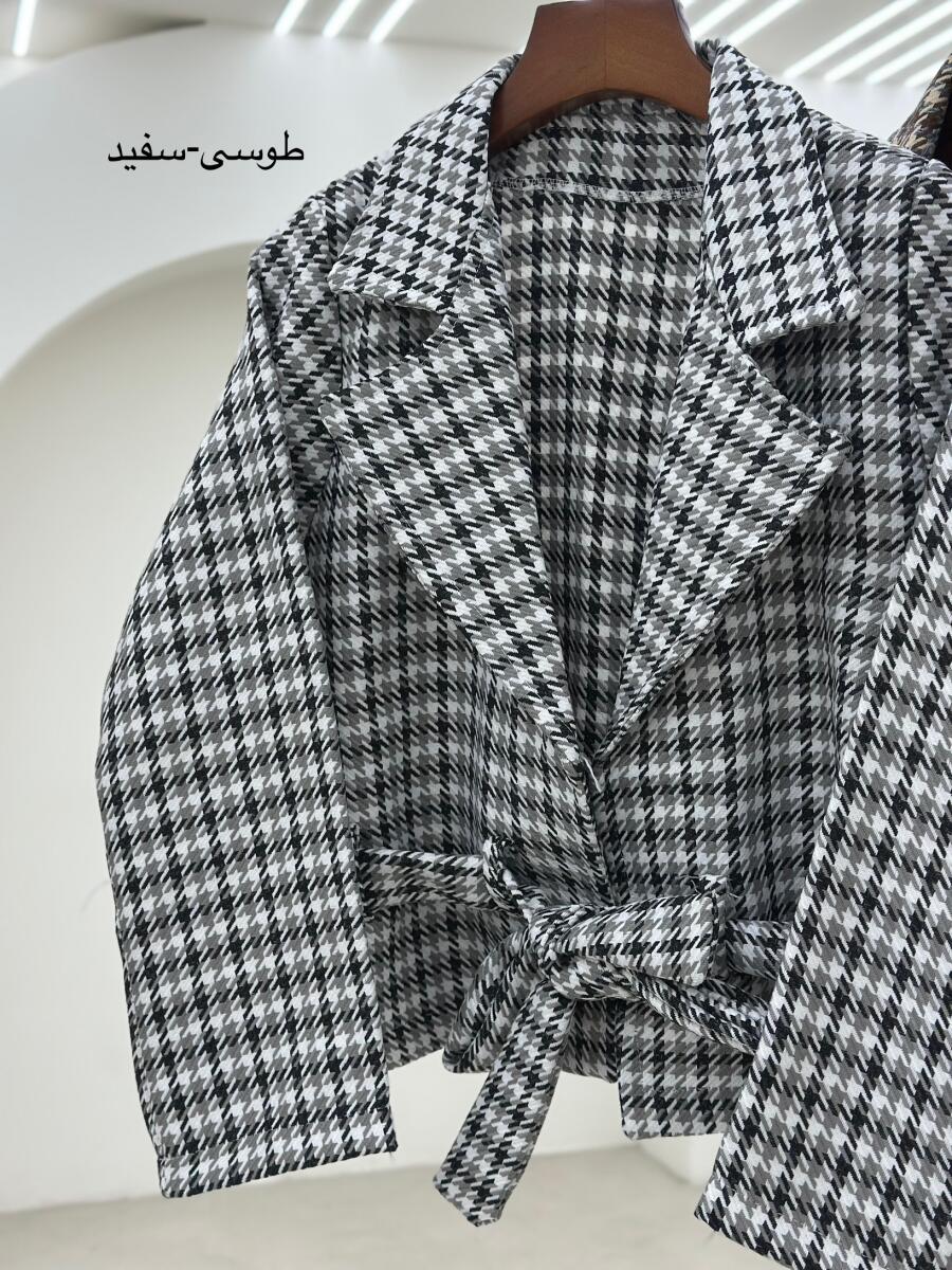 کت طرح بافت پیچازی یقه انگلیسی کمربنددار pd224-6