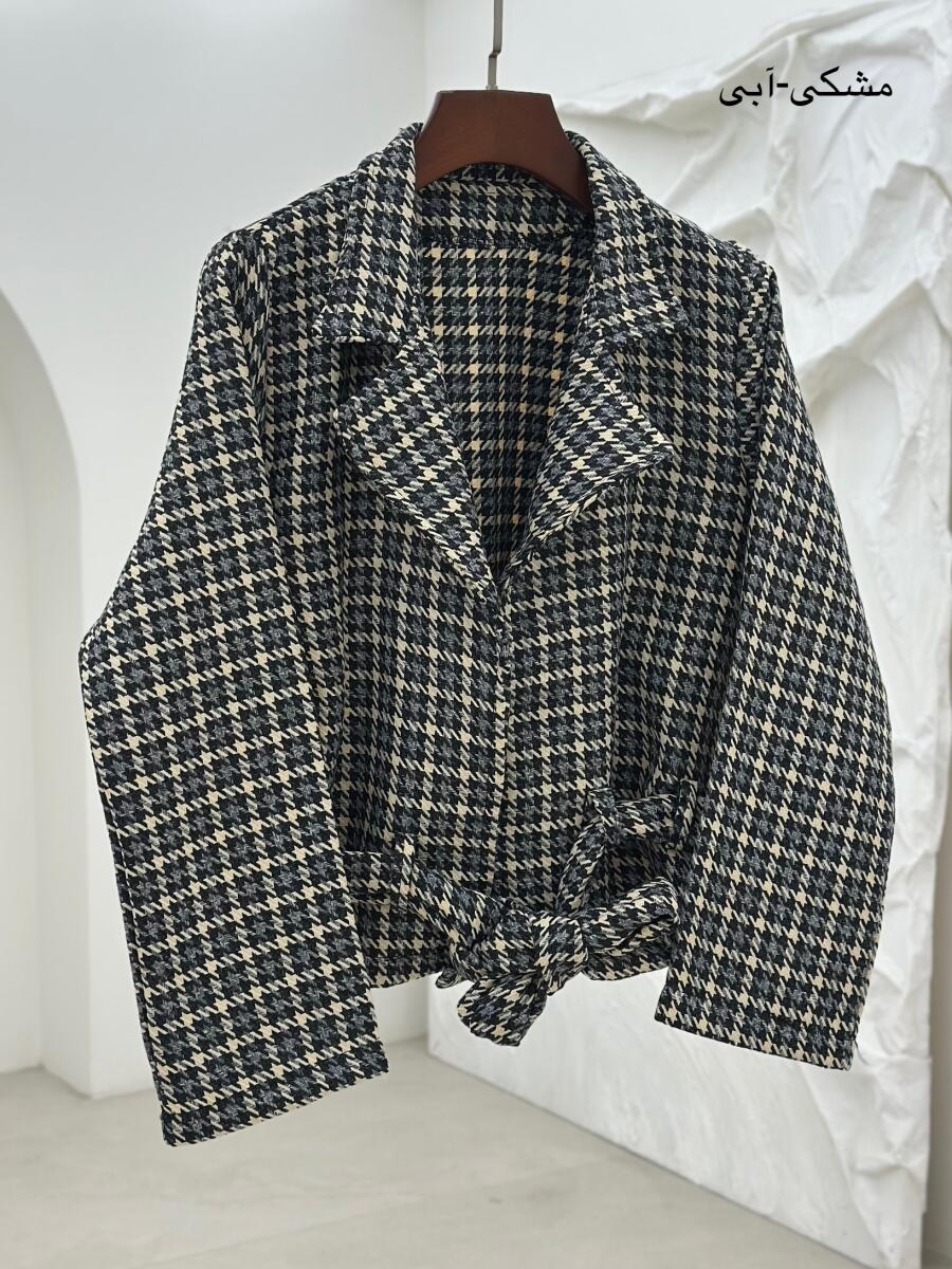 کت طرح بافت پیچازی یقه انگلیسی کمربنددار pd224-6