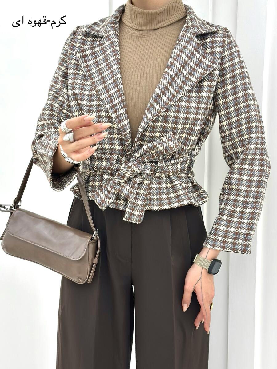 کت طرح بافت پیچازی یقه انگلیسی کمربنددار pd224-6