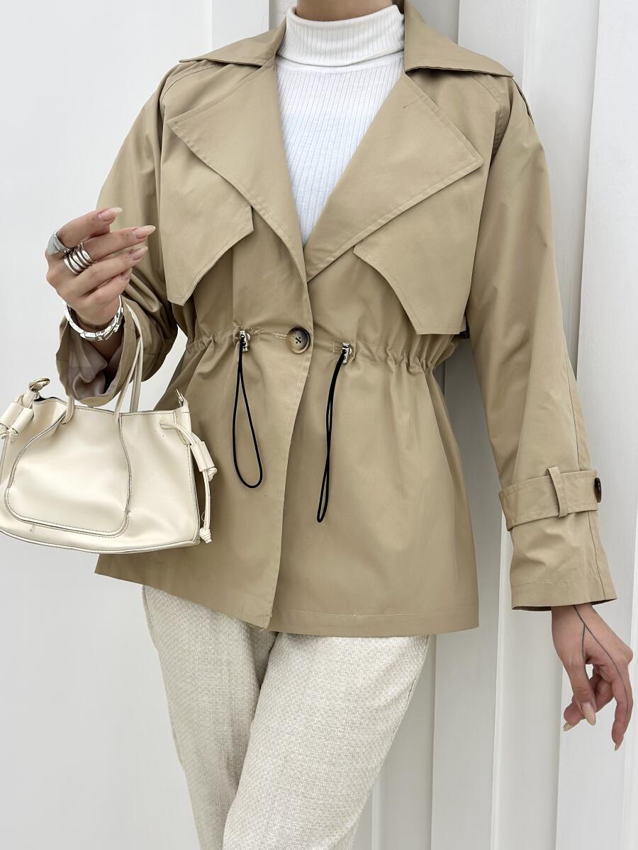 بارانی تک دکمه کمرگتر آستردار pd236-6