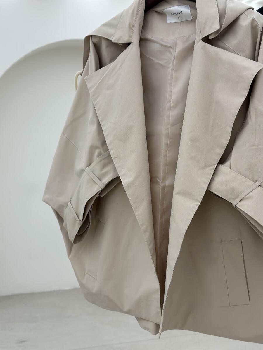 بارانی طرح شنلی کتان کلاه دار آستردار pd235-5