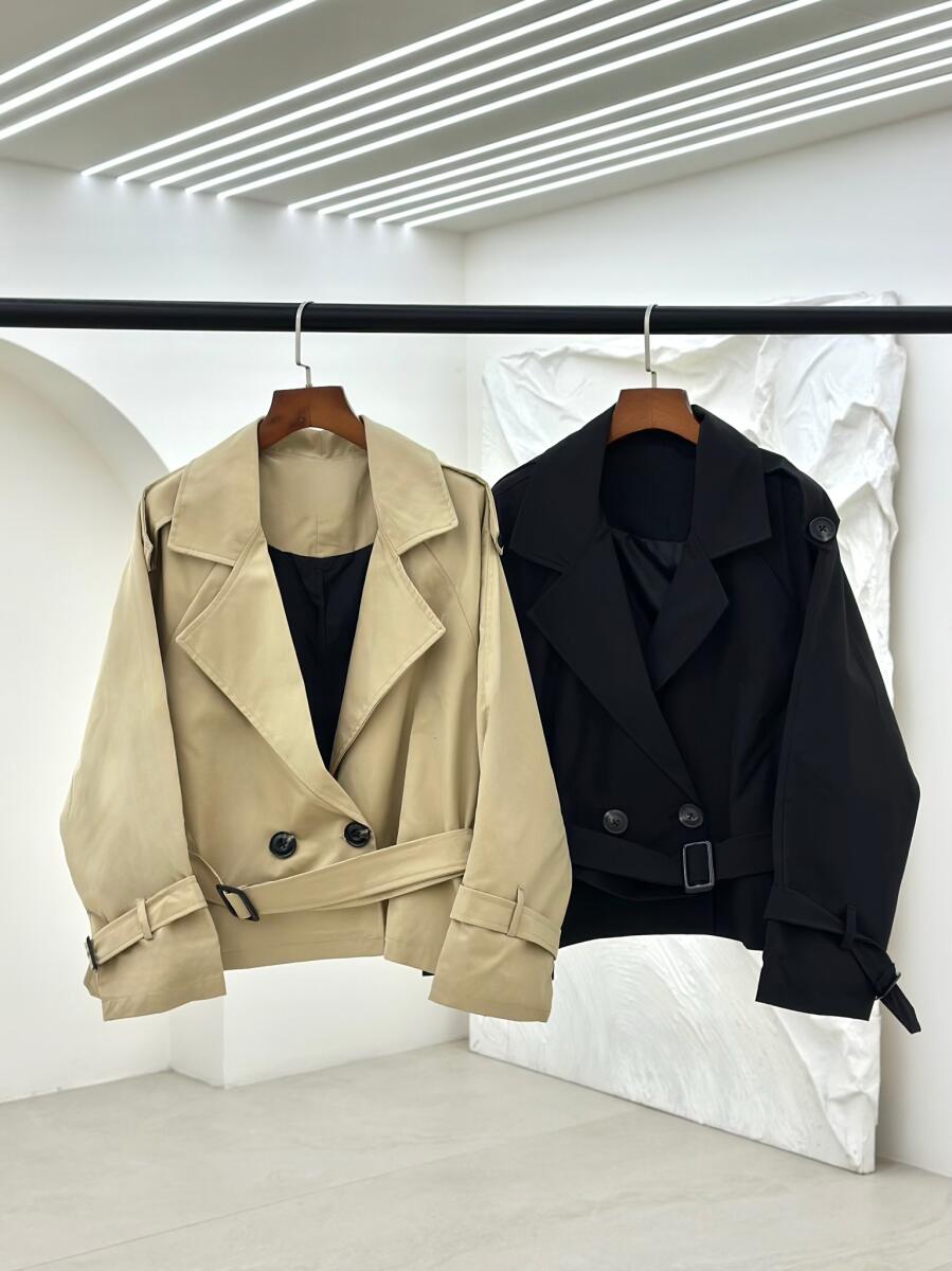 ترنچ کت 2دکمه کمربنددار آستردار pd246-4