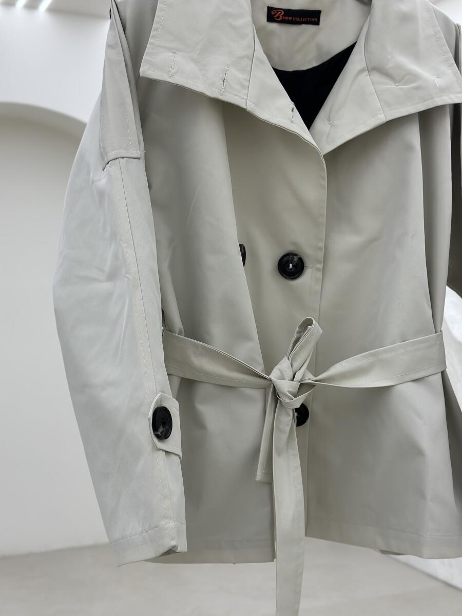 بارانی کتان یقه ایستاده آستین پاگون درا آستردار pd245-3