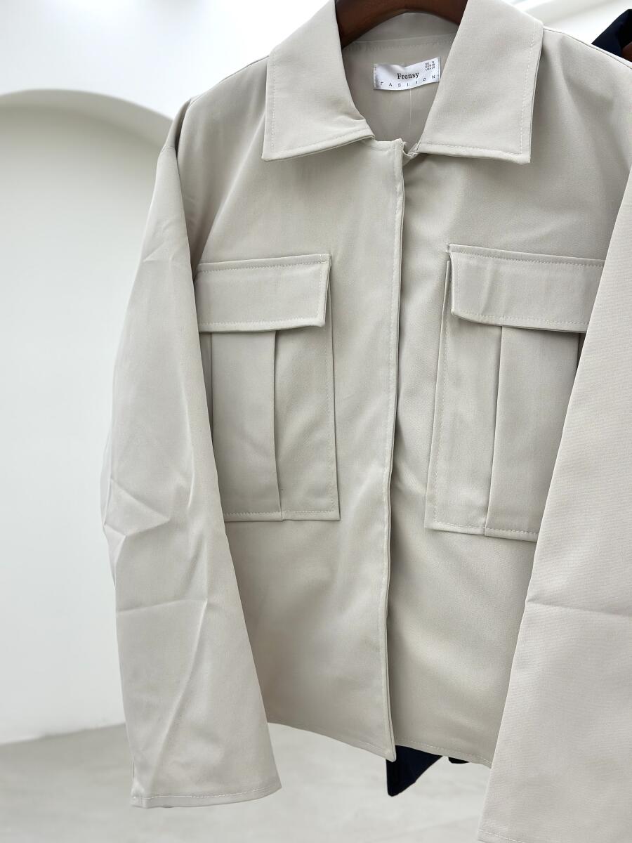 بامبر کتان جیب دار آستردار pd241-5