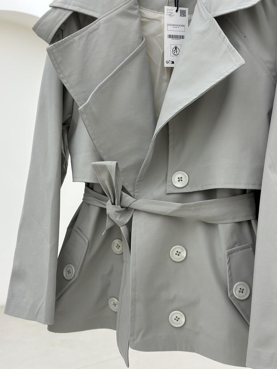 ترنچ کت کتان یقه دوبل کمربنددار آستردار pd239-1