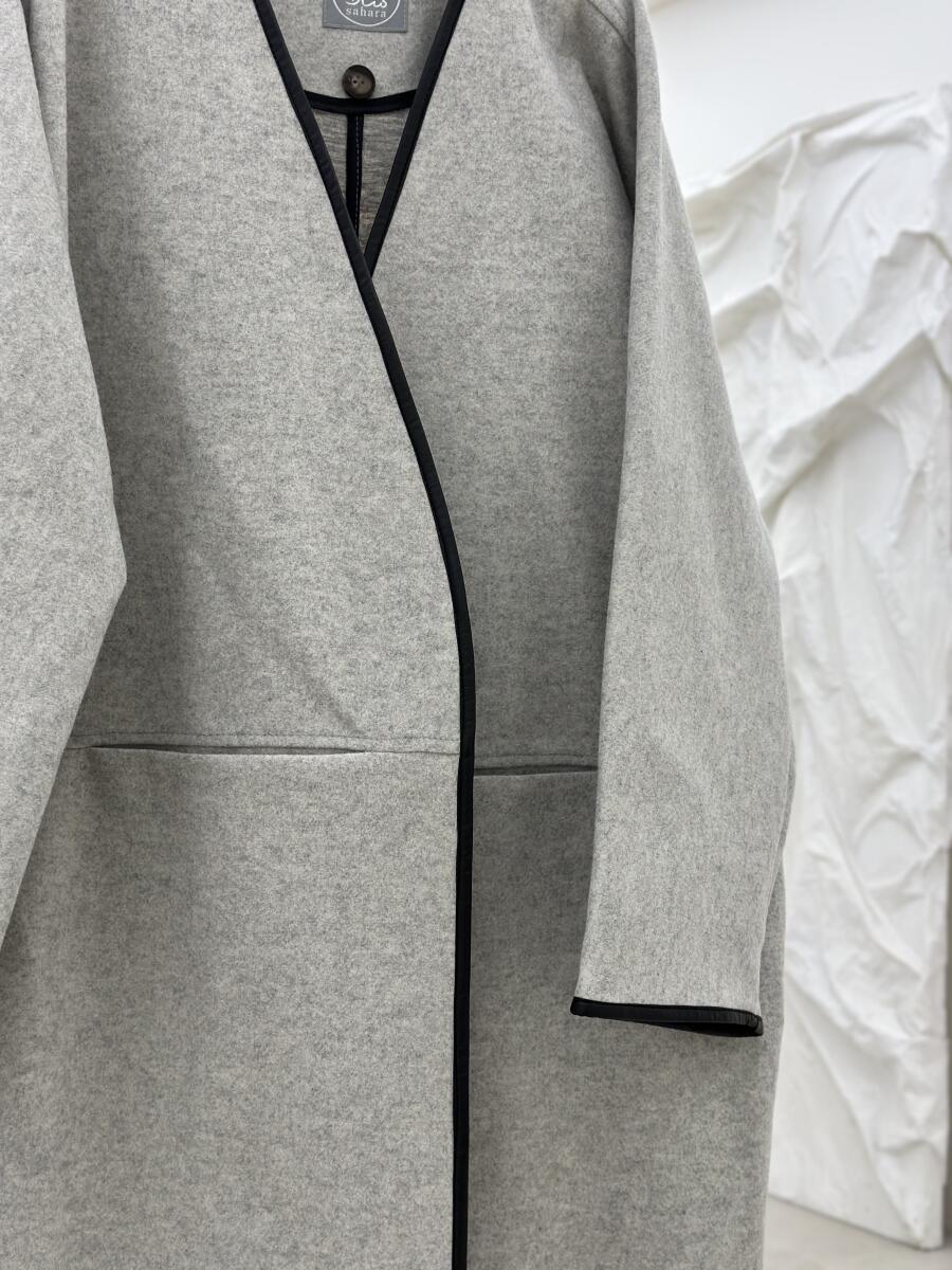 پالتو موهر نواردوزی شده چرم جیب خطی pd247-16