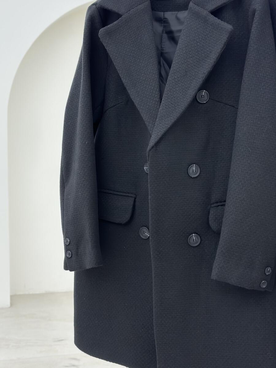 پالتو میدی طرح بافت یقه انگلیسی 6دکمه آستردار pd249-16