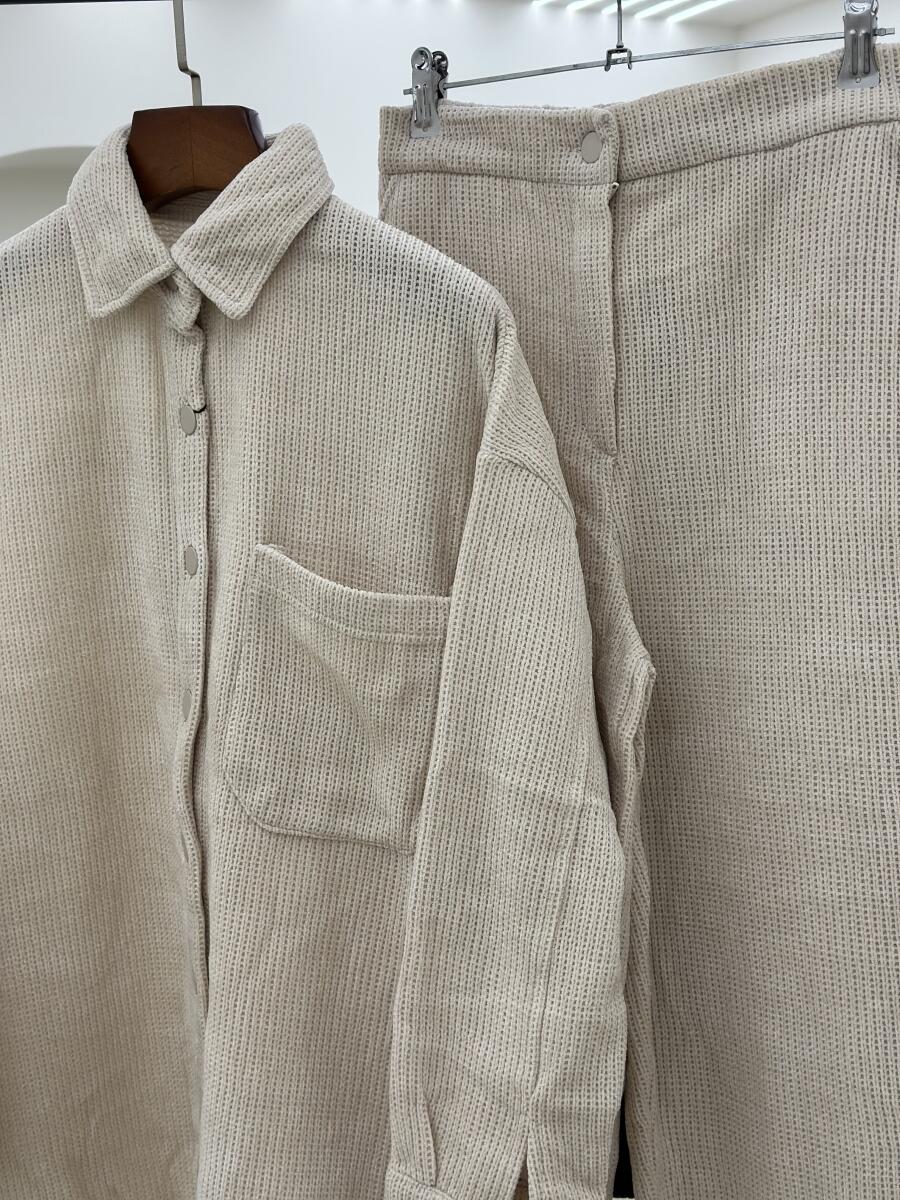 ست 2تیکه شومیز و شلوار طرح بافت پاییزه pd259-9