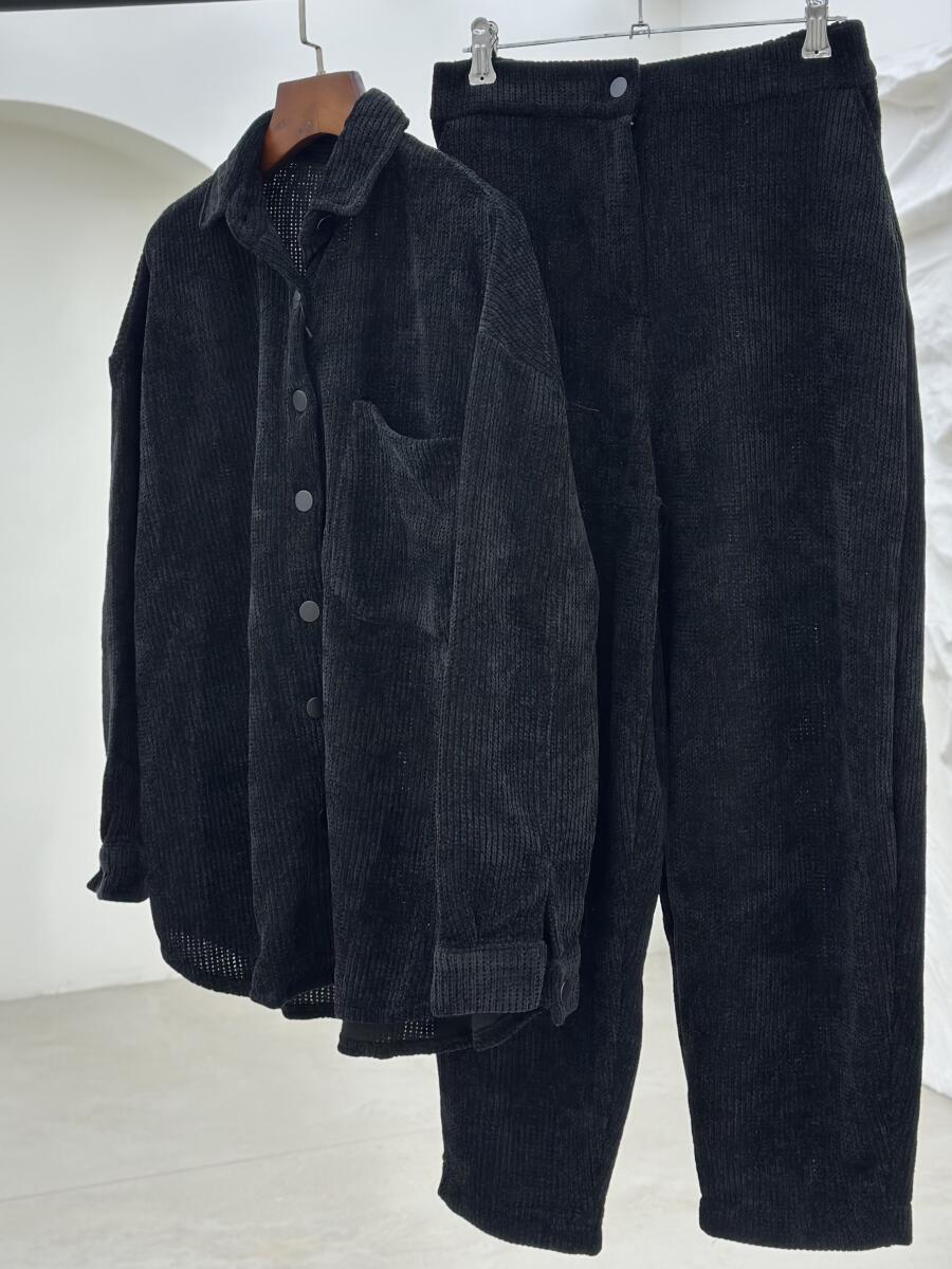 ست 2تیکه شومیز و شلوار طرح بافت پاییزه pd259-9