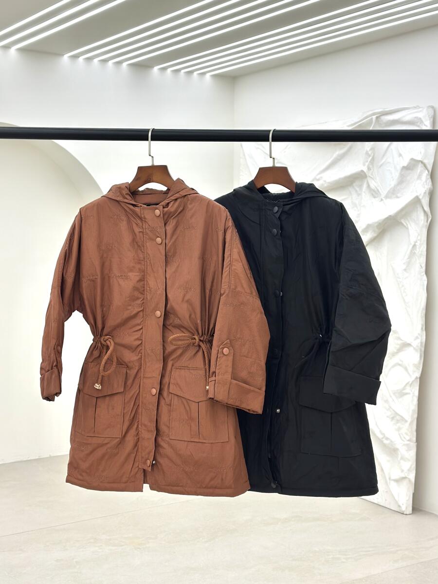 کاپشن اسپرت جیب پاکتی گلدوزی شده کلاهدار آستردار pd171-4