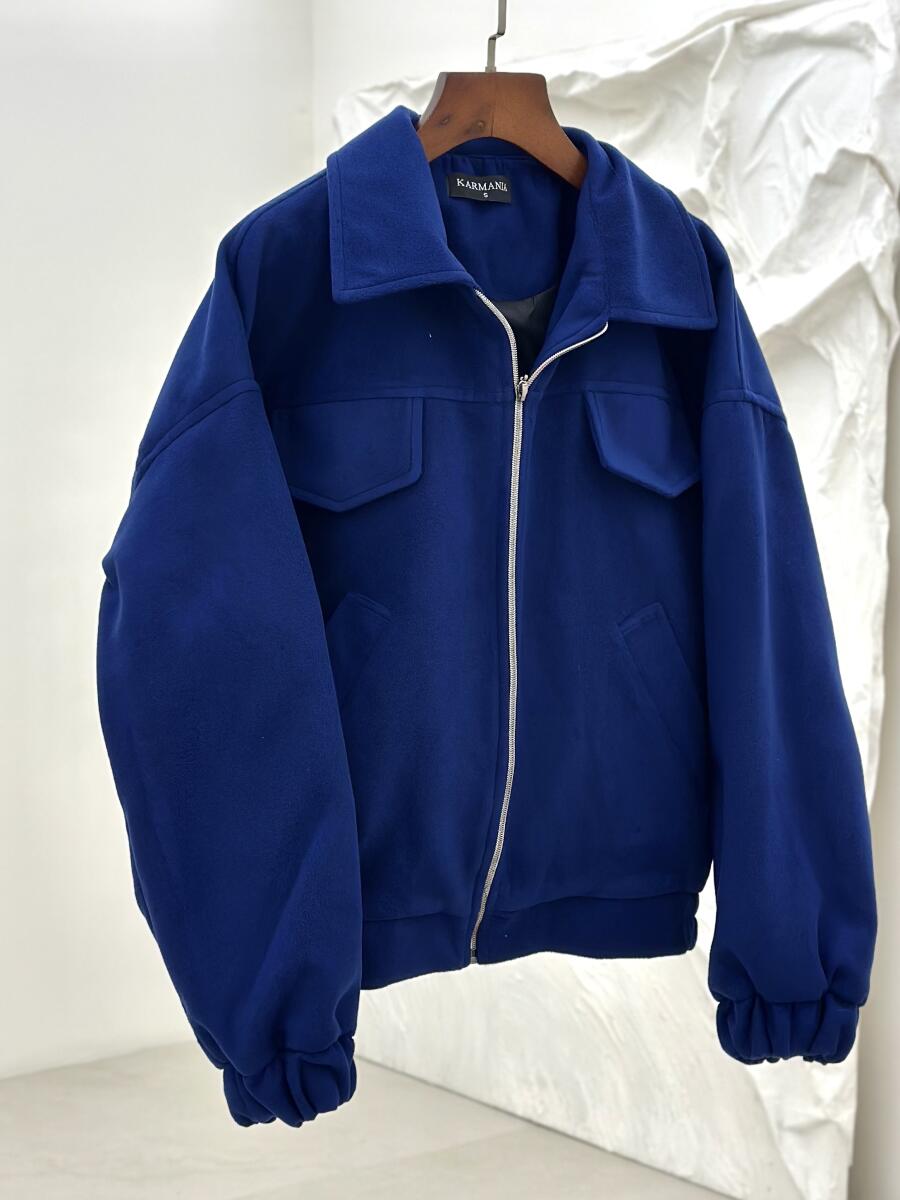 بامبر جکت موهر زیپ دار آستین کش دار آستردار pd261-9