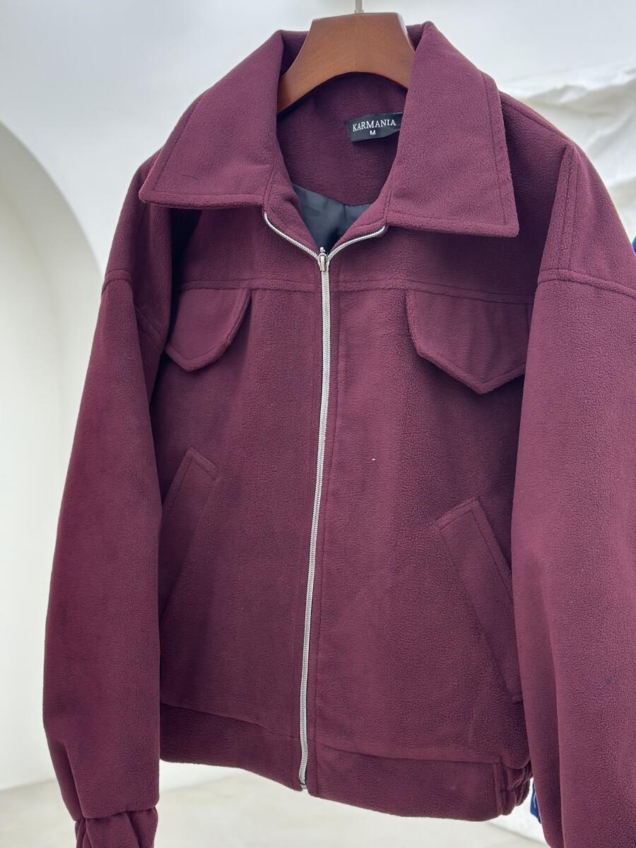 بامبر جکت موهر زیپ دار آستین کش دار آستردار pd261-9