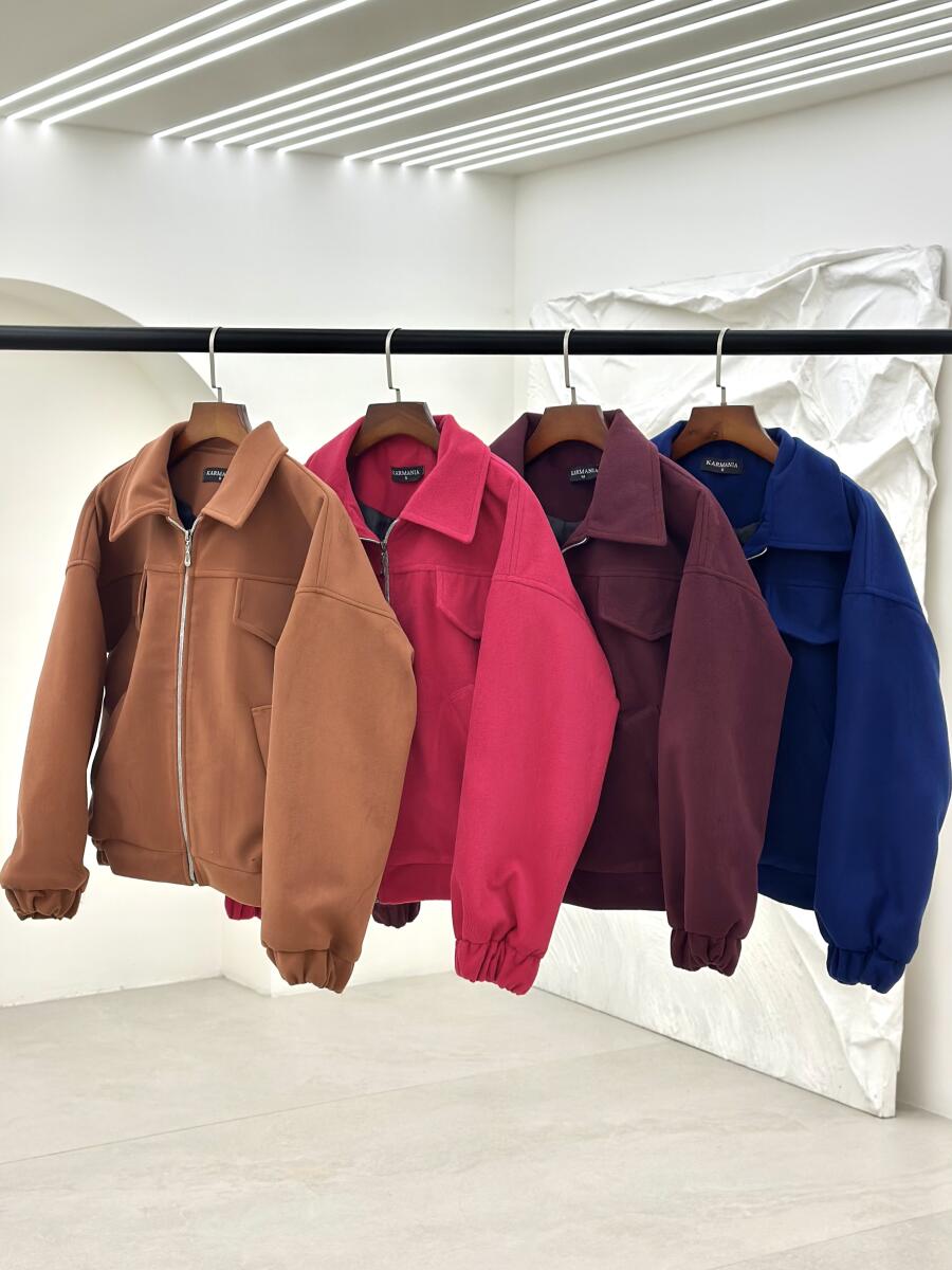 بامبر جکت موهر زیپ دار آستین کش دار آستردار pd261-9