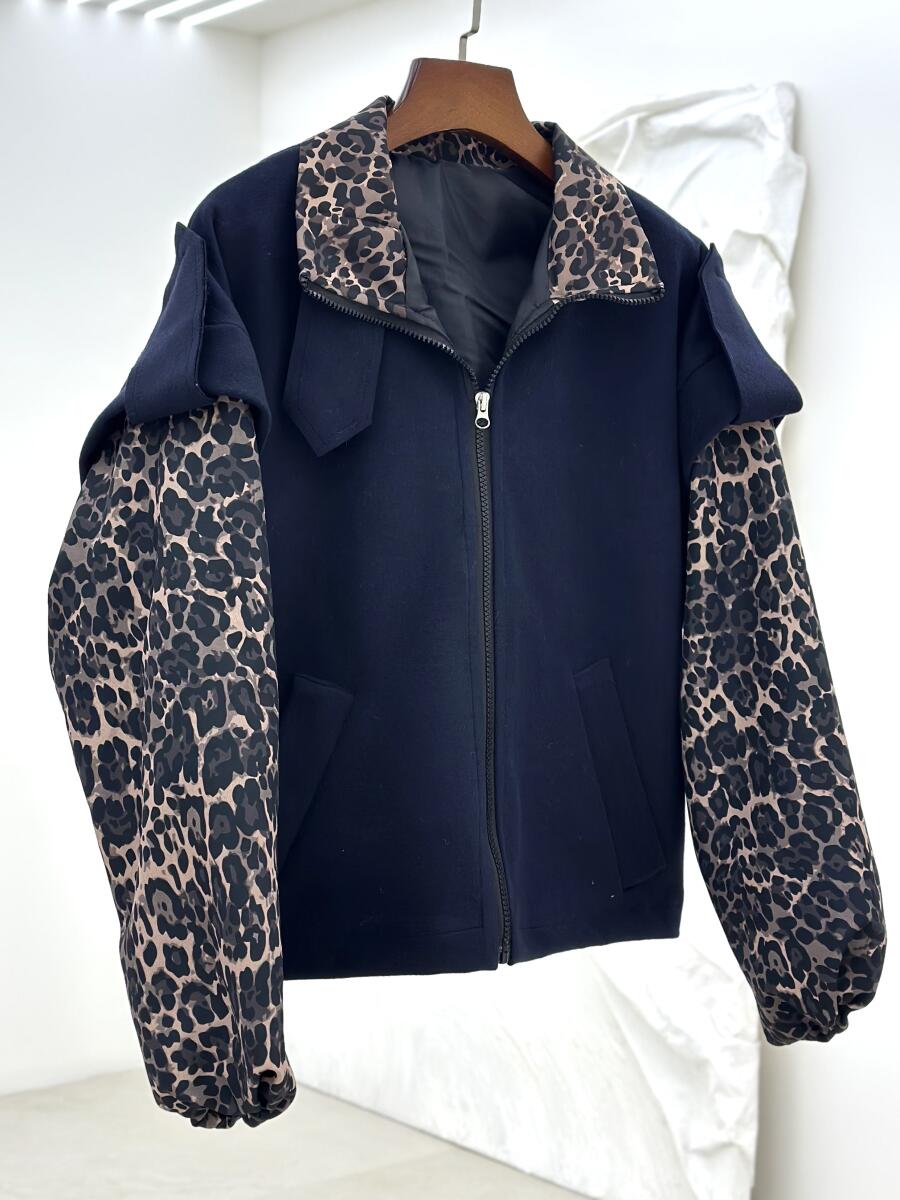 بامبر موهر آستین طرح پلنگی آستردار pd260-9