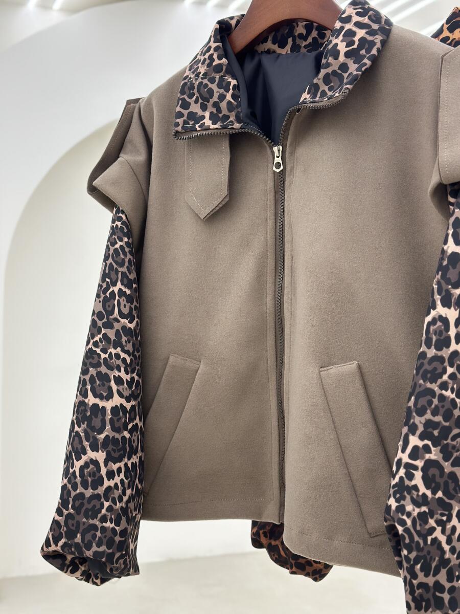 بامبر موهر آستین طرح پلنگی آستردار pd260-9