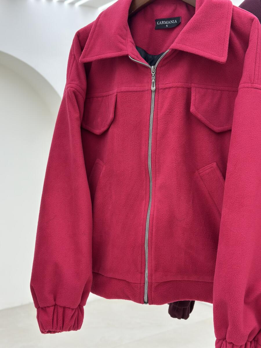 بامبر جکت موهر زیپ دار آستین کش دار آستردار pd261-9