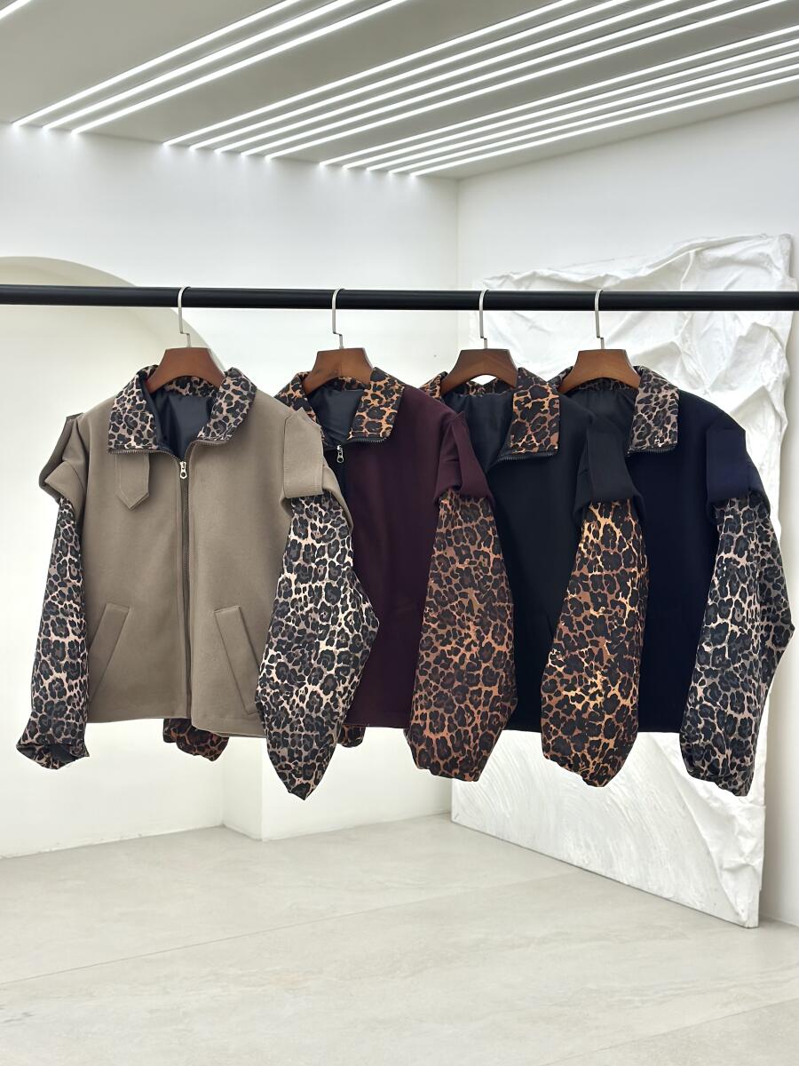 بامبر موهر آستین طرح پلنگی آستردار pd260-9