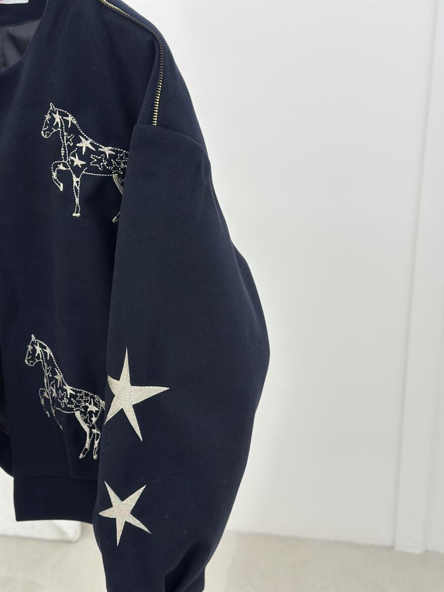 بامبر فوتر گلدوزی شده طرح اسب آستردار pd265-9