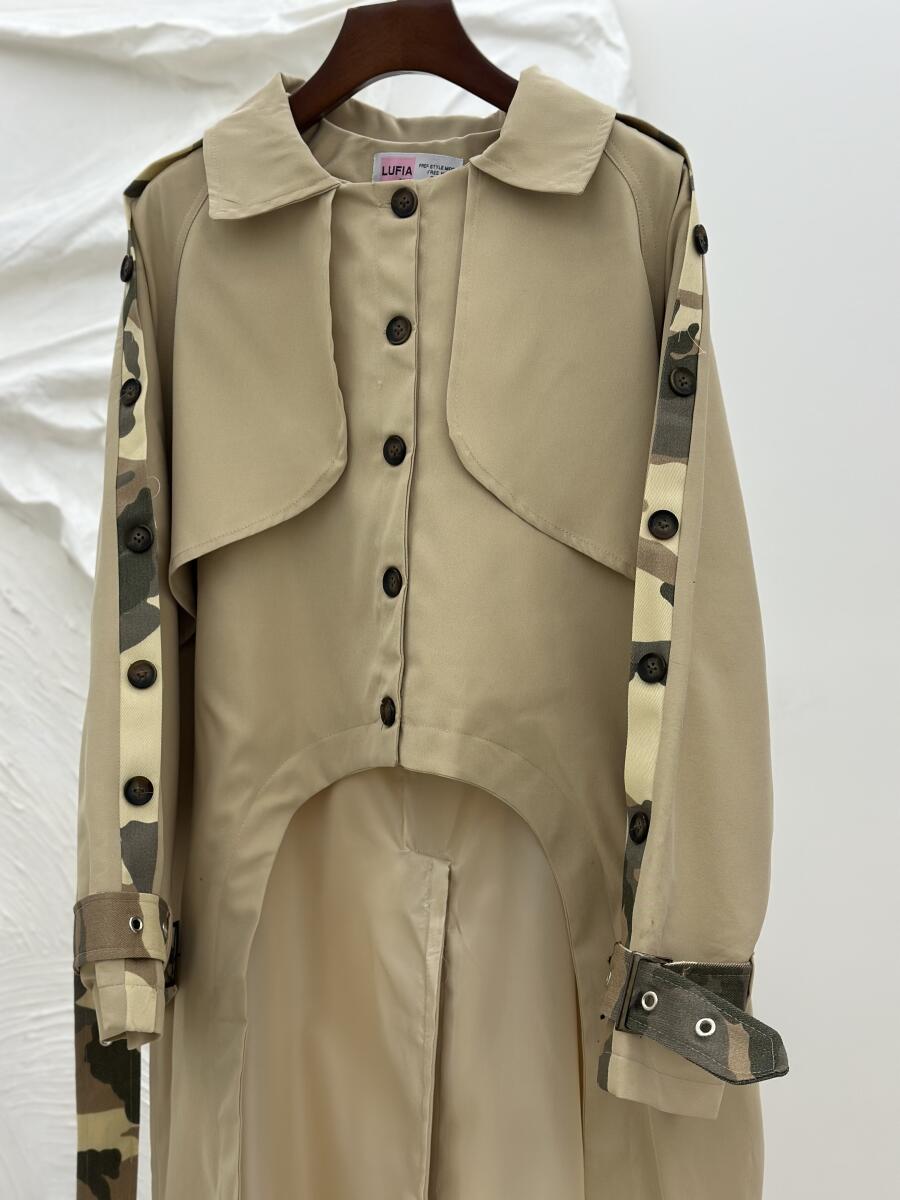 بارانی طرح مزونی آستین کمربندی آستردار pd246-9