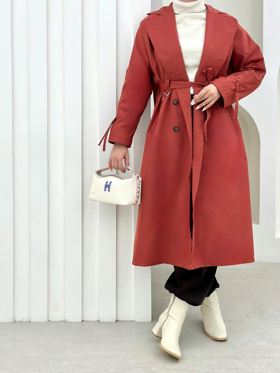 بارانی کمربنددار پشت طرح دوبل آستردار pd262-1