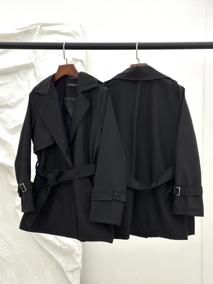 بارانی یقه طرح دوبل آستین کمربندی آستردار pd280-3