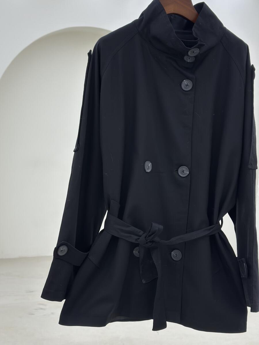 ترنچ کت کتان یقه ایستاده آستردار pd293-2