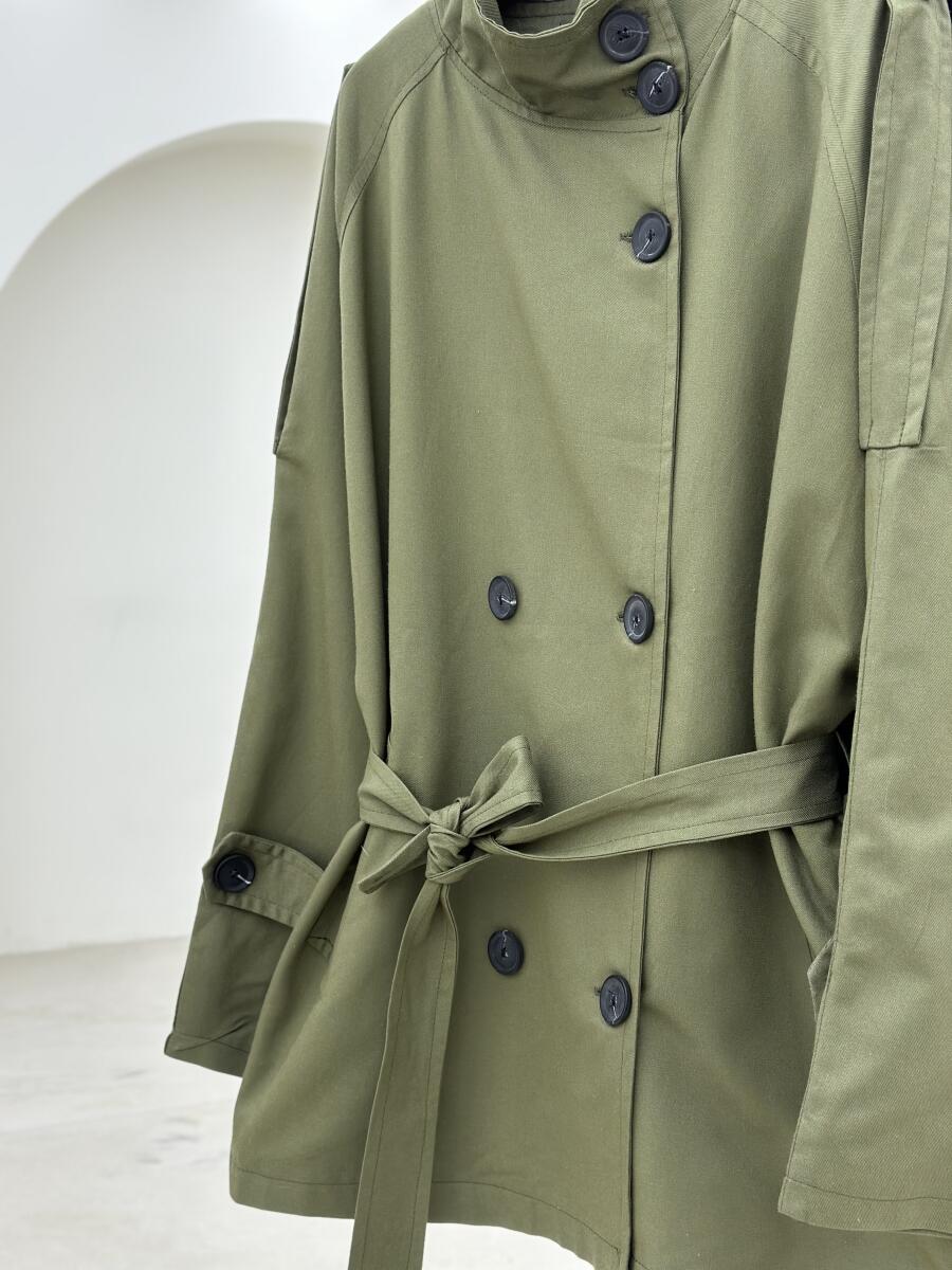 ترنچ کت کتان یقه ایستاده آستردار pd293-2