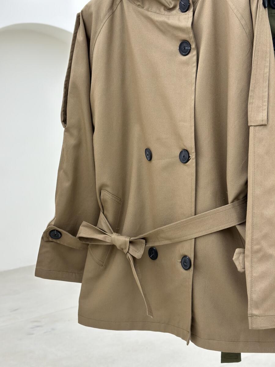 ترنچ کت کتان یقه ایستاده آستردار pd293-2