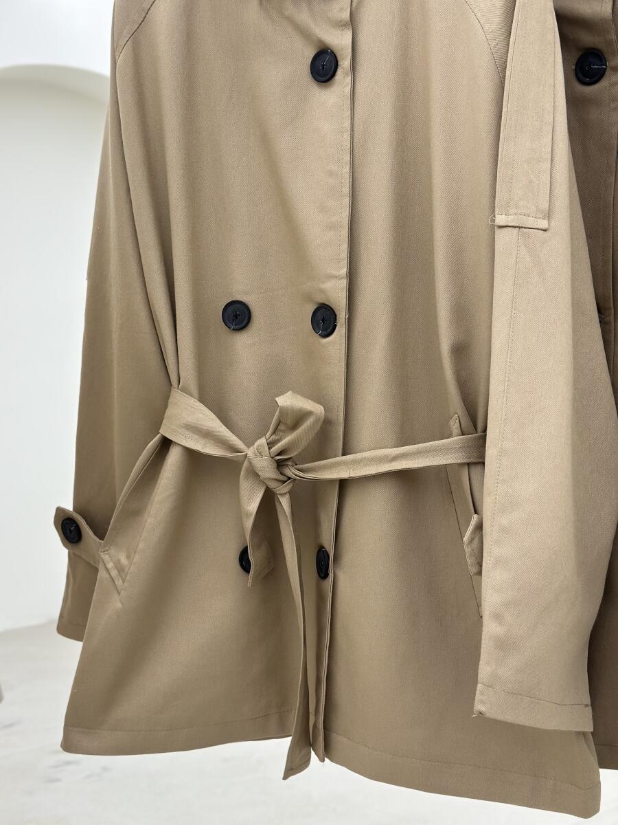 ترنچ کت کتان یقه ایستاده آستردار pd293-2