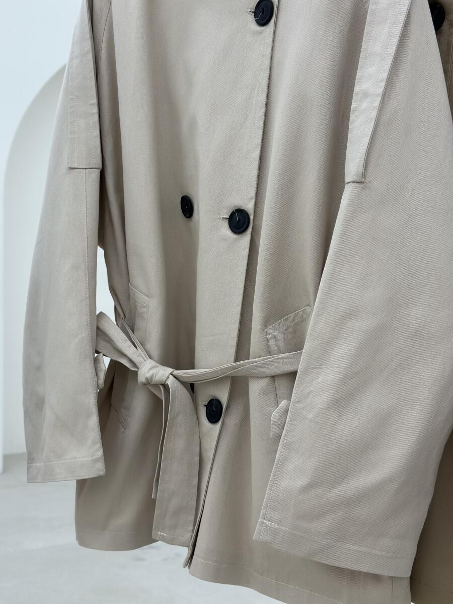 ترنچ کت کتان یقه ایستاده آستردار pd293-2