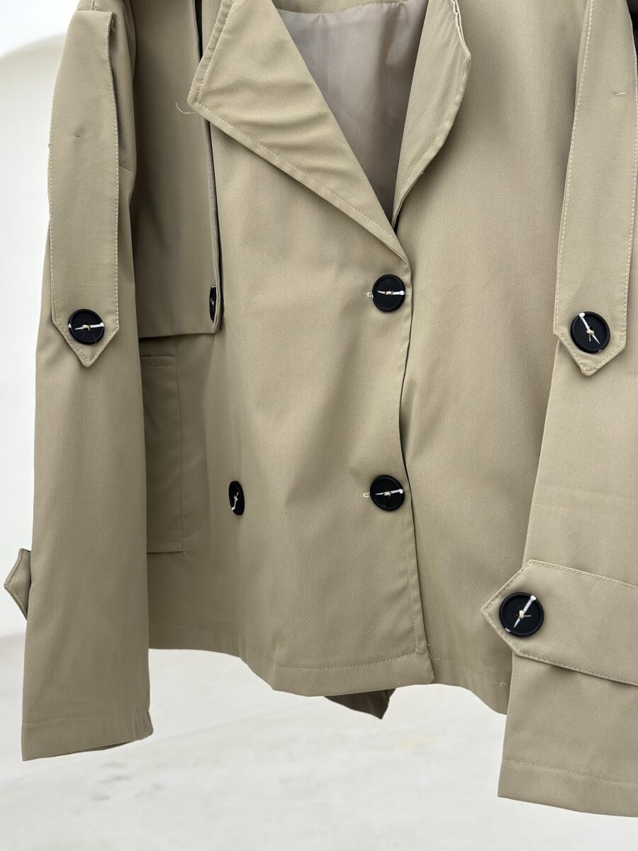 ترنچ کت آستین و سرشانه پاگون دار آستردار pd292-1