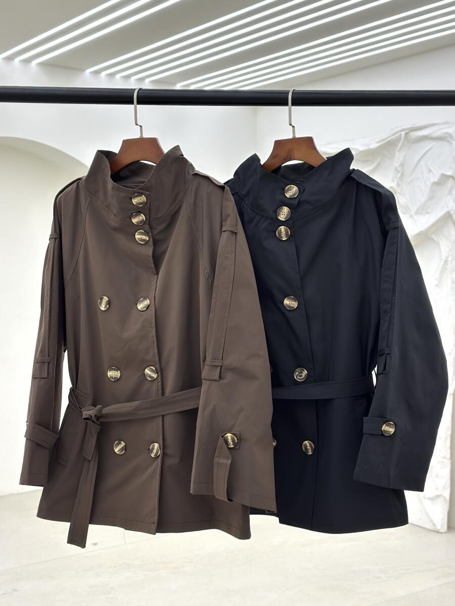 بارانی یقه ایستاده کمربنددار آستردار pd287-9