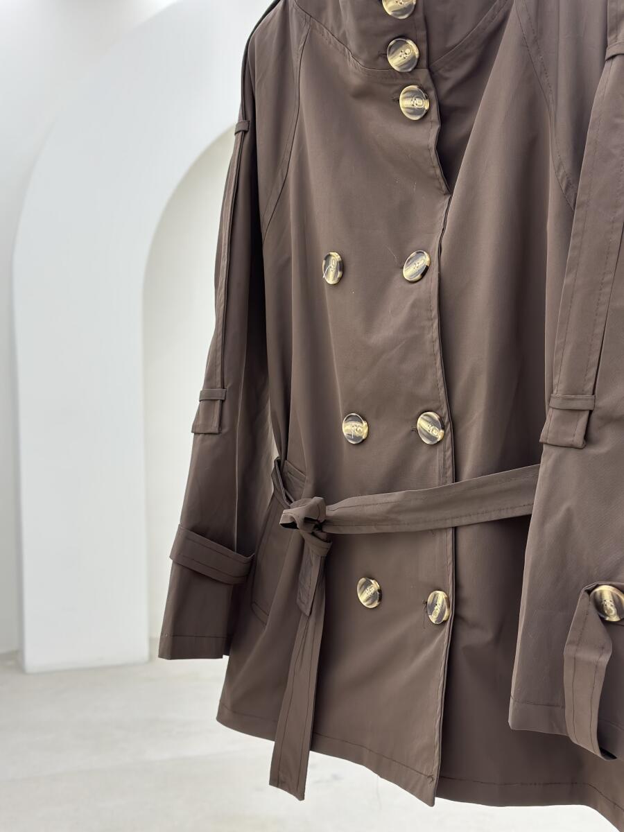 بارانی یقه ایستاده کمربنددار آستردار pd287-9