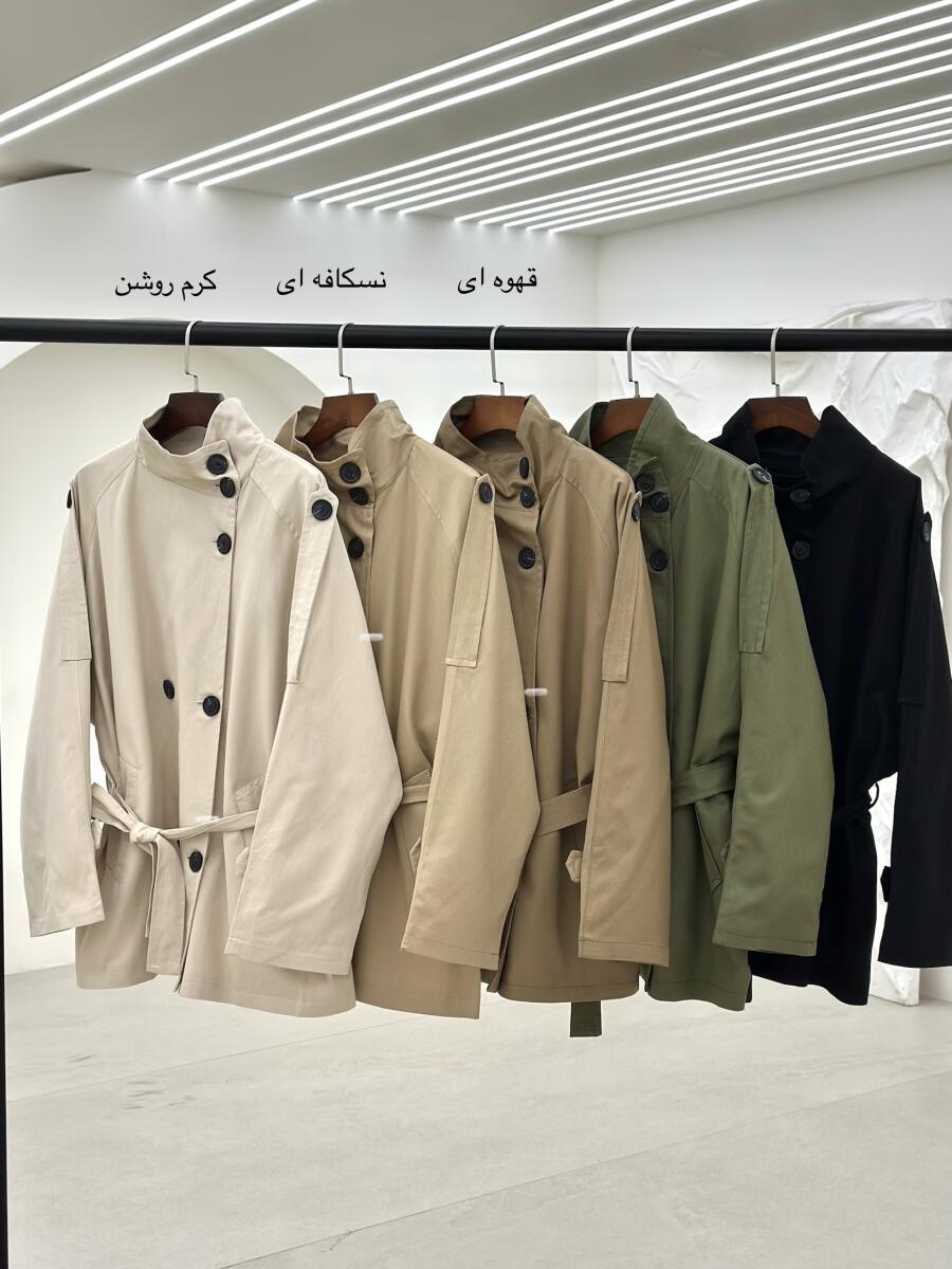 ترنچ کت کتان یقه ایستاده آستردار pd293-2